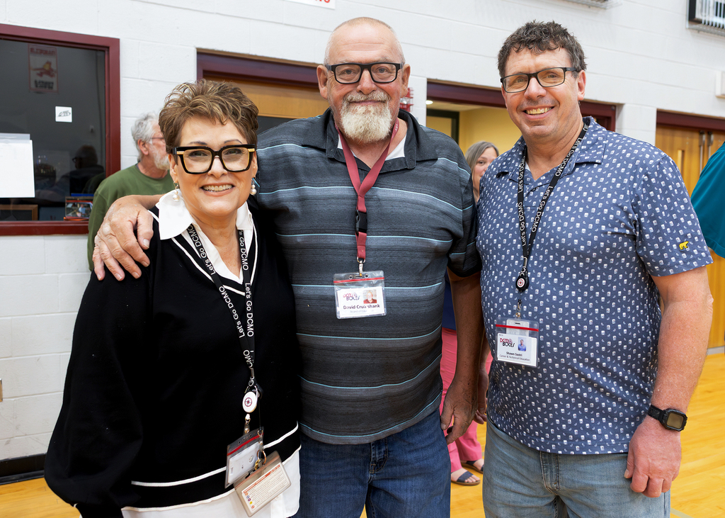 Board of Education president Mr. Cruikshank with OV alumni