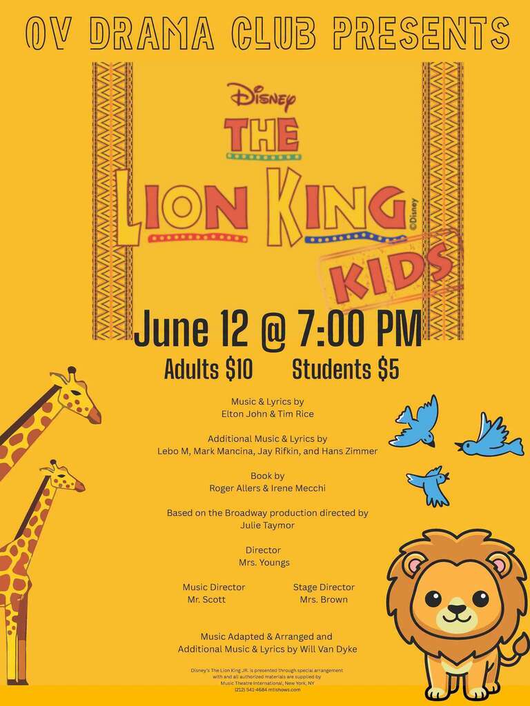 A poster for the Lion King Kids production