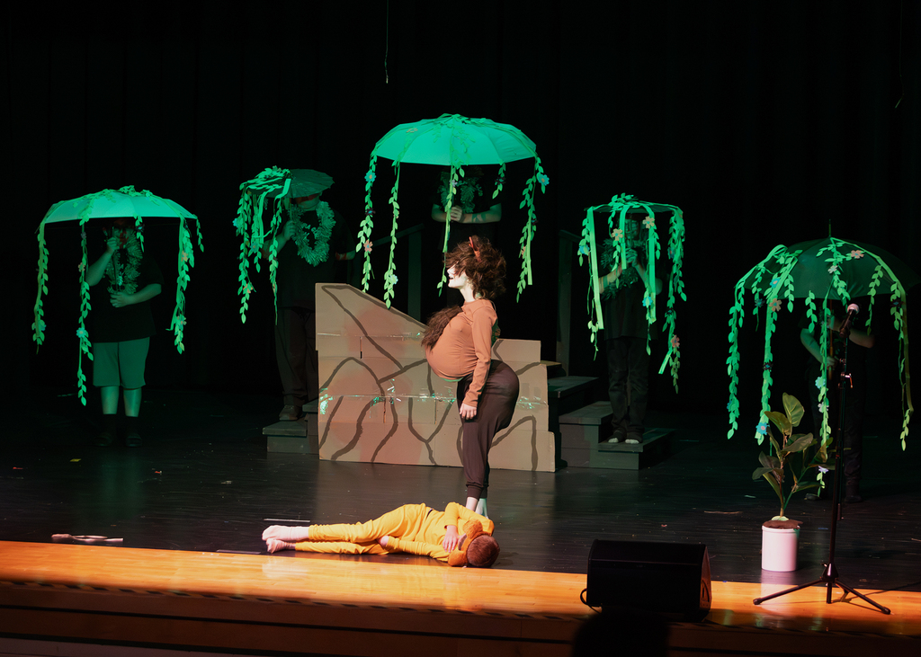 Students perform scenes from Disney's The Lion King KIDS during a dress rehearsal at Otselic Valley. The photos show cast members in costume and on stage as they bring the story of Simba and the Pride Lands to life.