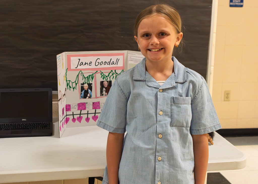 Fourth and fifth grade students participate in a Wax Museum project at Otselic Valley. Students dress as historical figures and notable individuals while presenting information and answering questions from visitors who toured the exhibits.