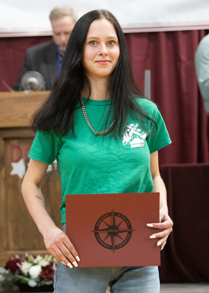 Students pose with certificates during the Alan D. Pole Campus Career and Technical Education Student Recognition Night.
