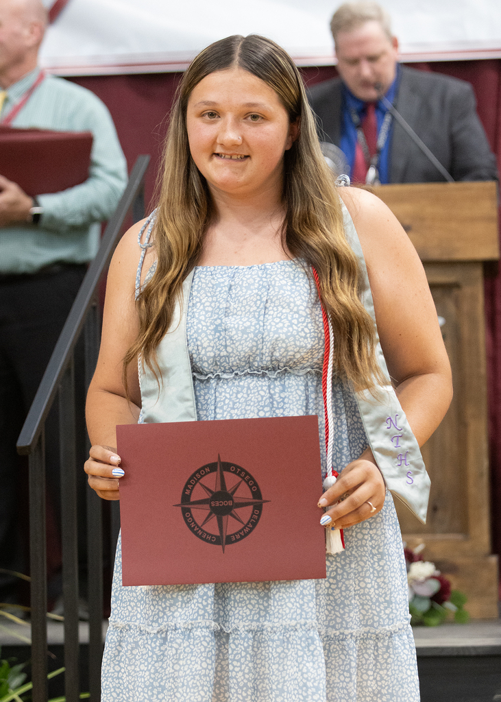 Students pose with certificates during the Alan D. Pole Campus Career and Technical Education Student Recognition Night.