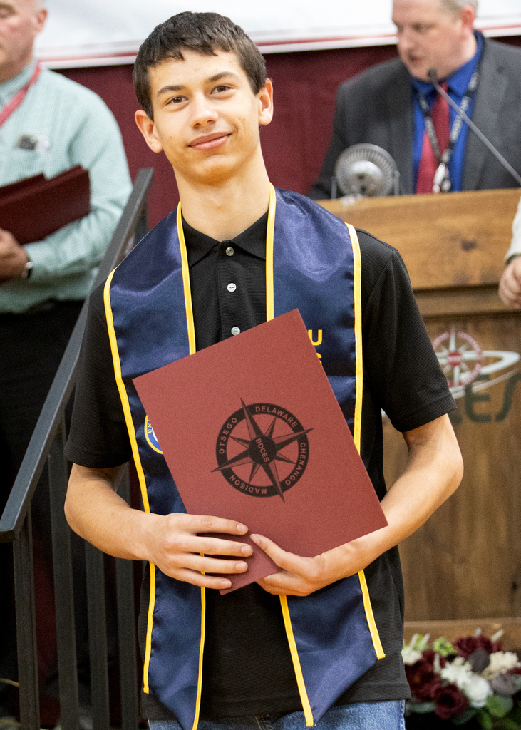 Students pose with certificates during the Alan D. Pole Campus Career and Technical Education Student Recognition Night.