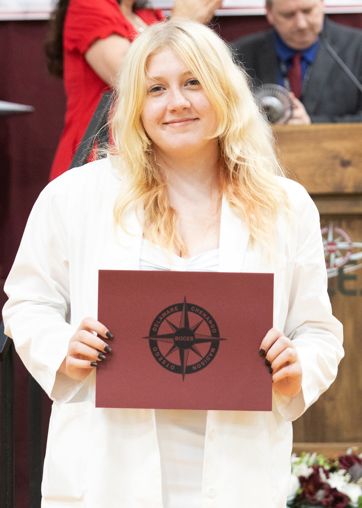 Students pose with certificates during the Alan D. Pole Campus Career and Technical Education Student Recognition Night.