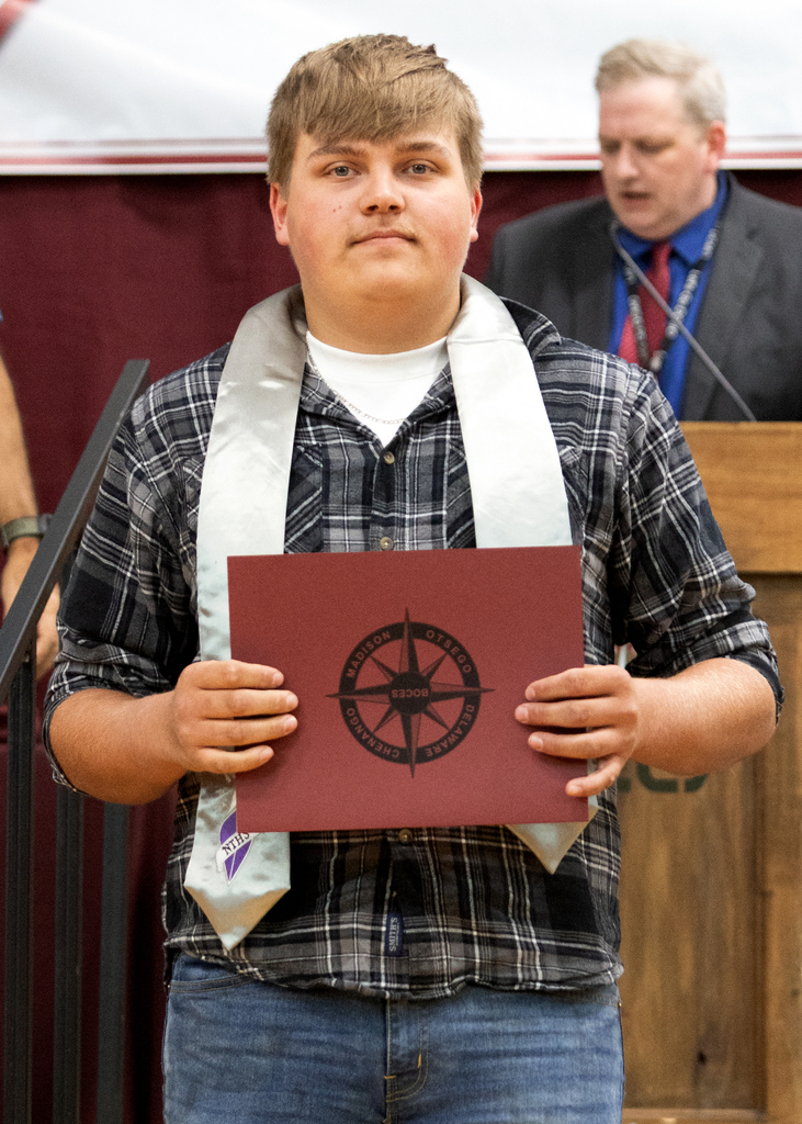 Students pose with certificates during the Alan D. Pole Campus Career and Technical Education Student Recognition Night.
