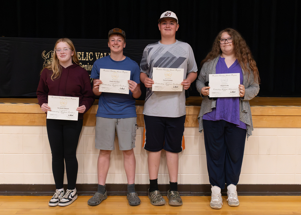 Students are recognized for academic, athletic, leadership, and service achievements at the Otselic Valley Awards Assembly.