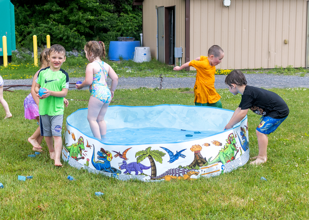Pre-K students enjoy water activities and outdoor fun during Water Fun Day at Otselic Valley.