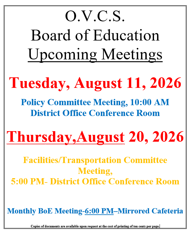 BOE Poster - Upcoming Meetings