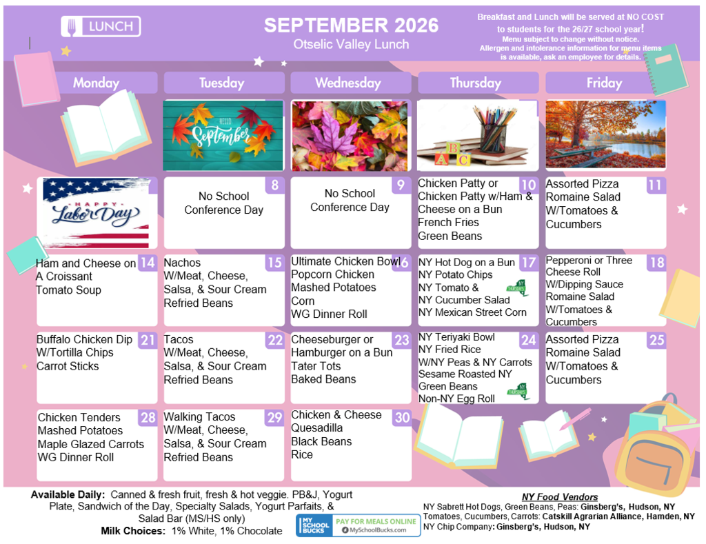 September Lunch Menu