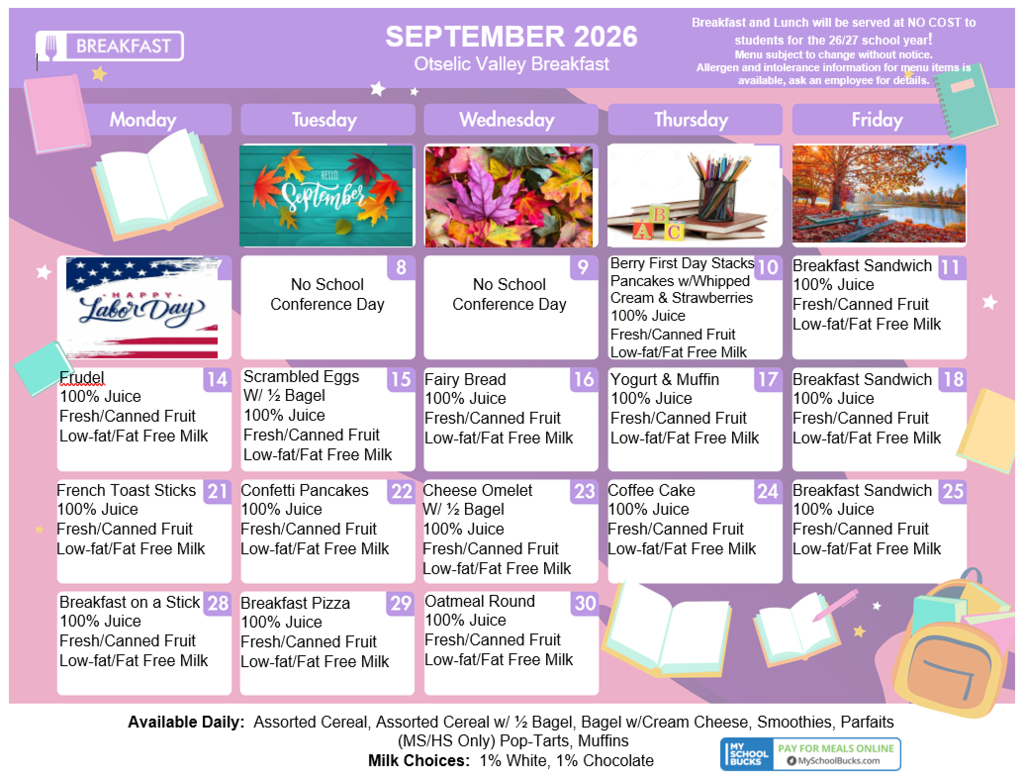 September Breakfast Menu