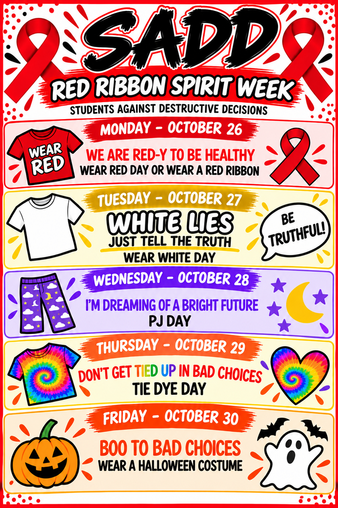 SADD - Red Ribbon Spirit Week Graphic