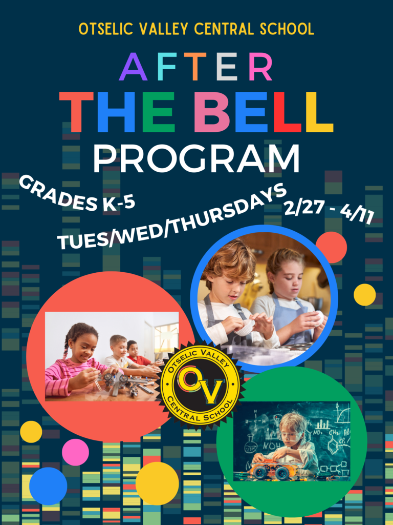 Otselic Valley Central School After the Bell Program, Grades K-5, Tuesdays/Wednesdays/Tursdays, 2/27-4/11, Children cook and build things.