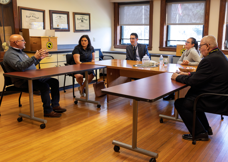 Assemblyman Gallahan talks with members of the board