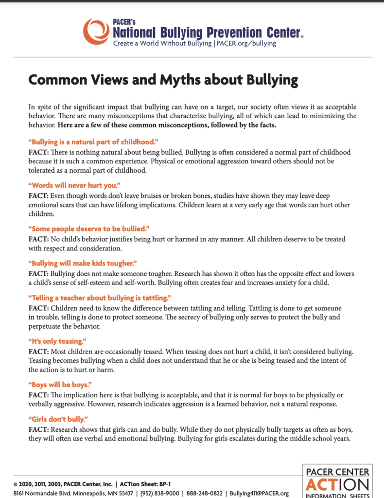 Common Myths about Bullying 1