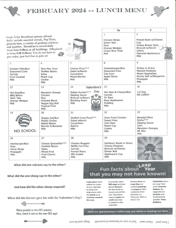 Feb Menu