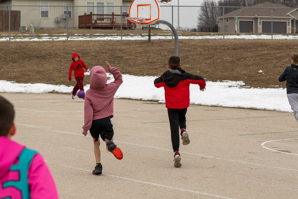 Children play in recess and physical education class.