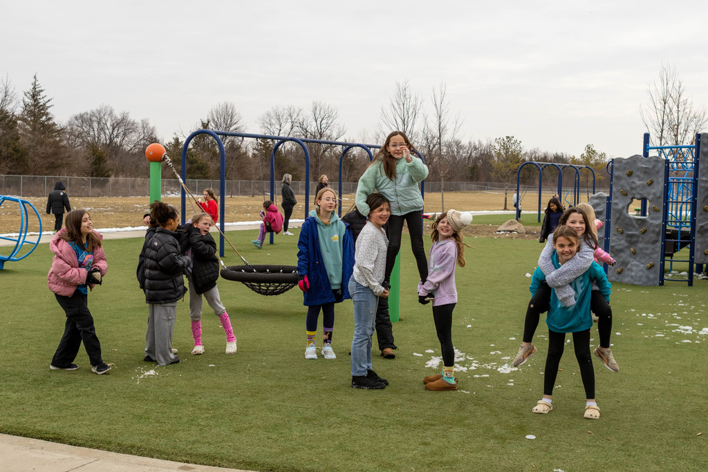Children play in recess and physical education class.