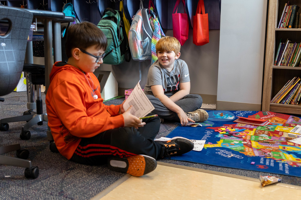 kids working on assignment.