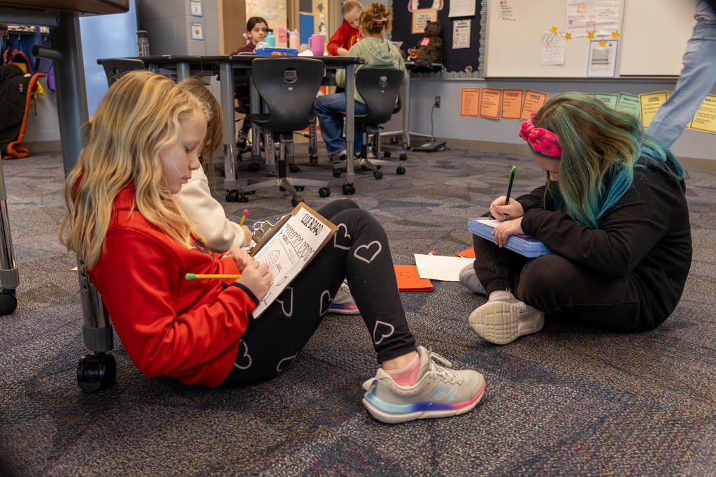 kids working on assignment.