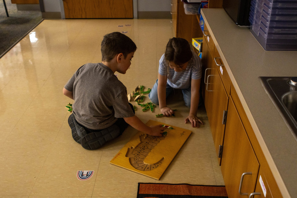 Child playing with blocks