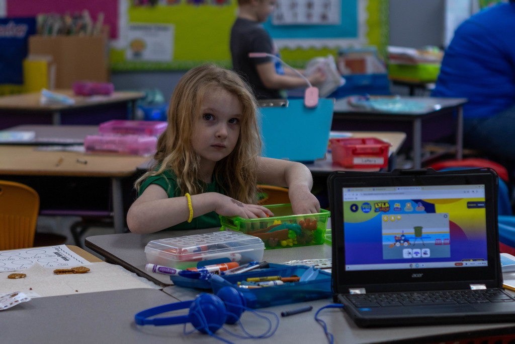 Kids playing with puzzles