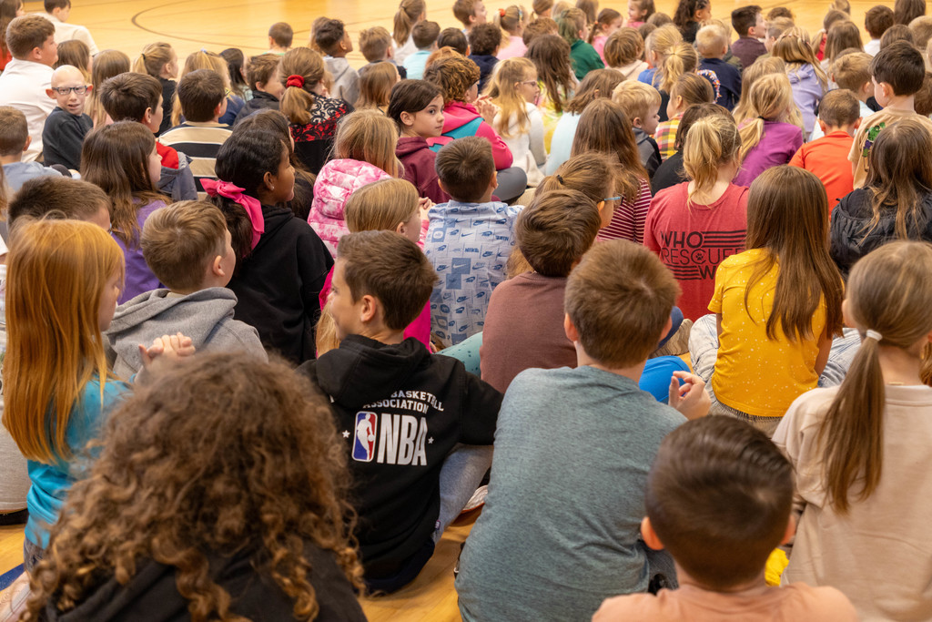 students at an assembly.
