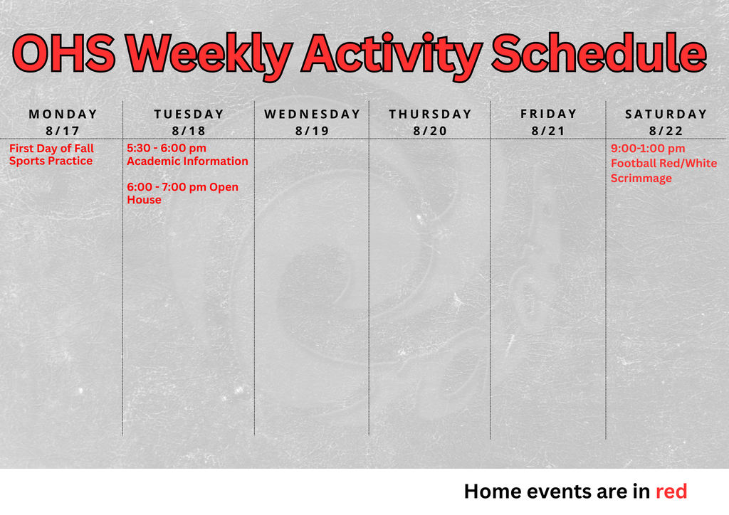 weekly activities