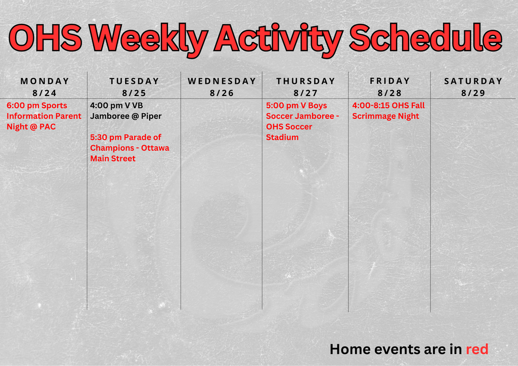 weekly activities