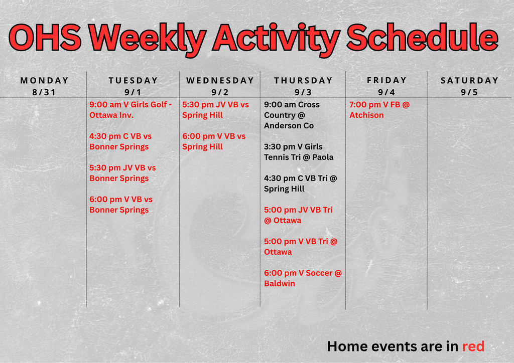 weekly activities