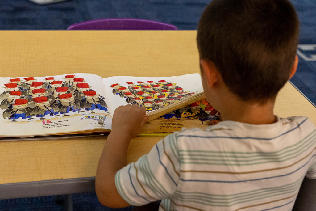 looking at a book