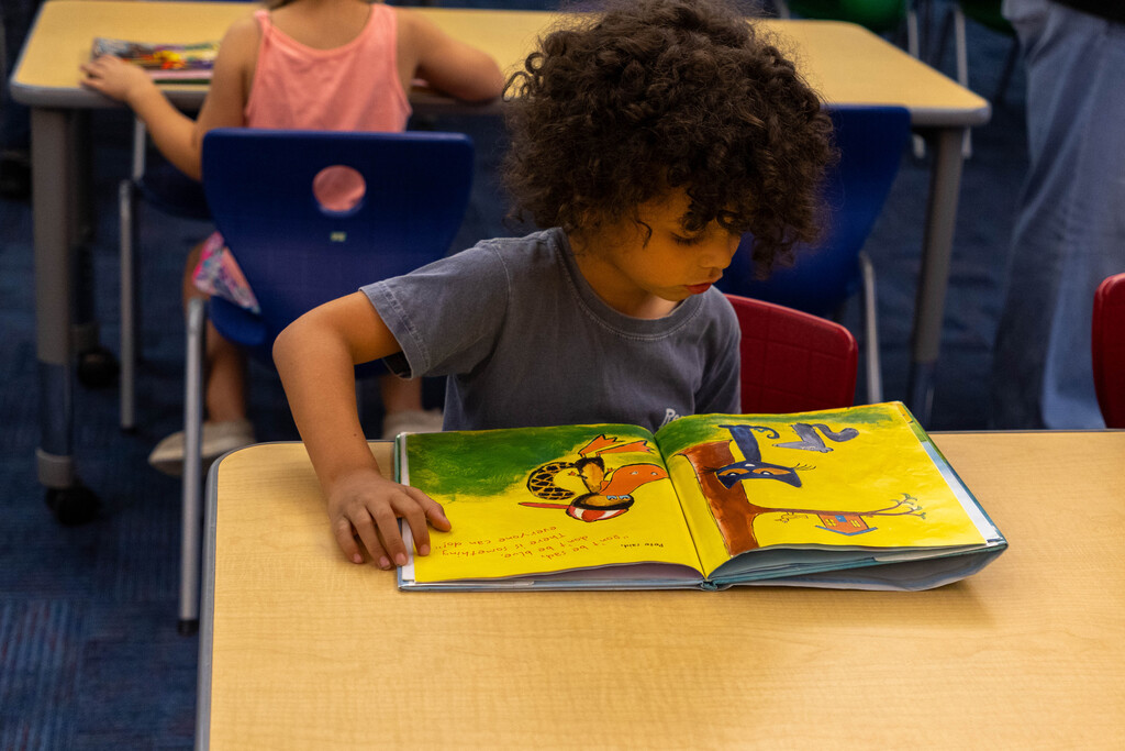 looking at a book