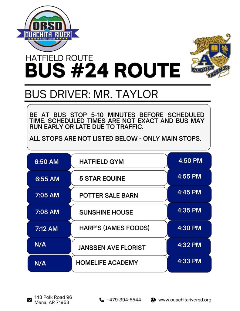 Acorn Campus Bus Route - #24 Hatfield Route