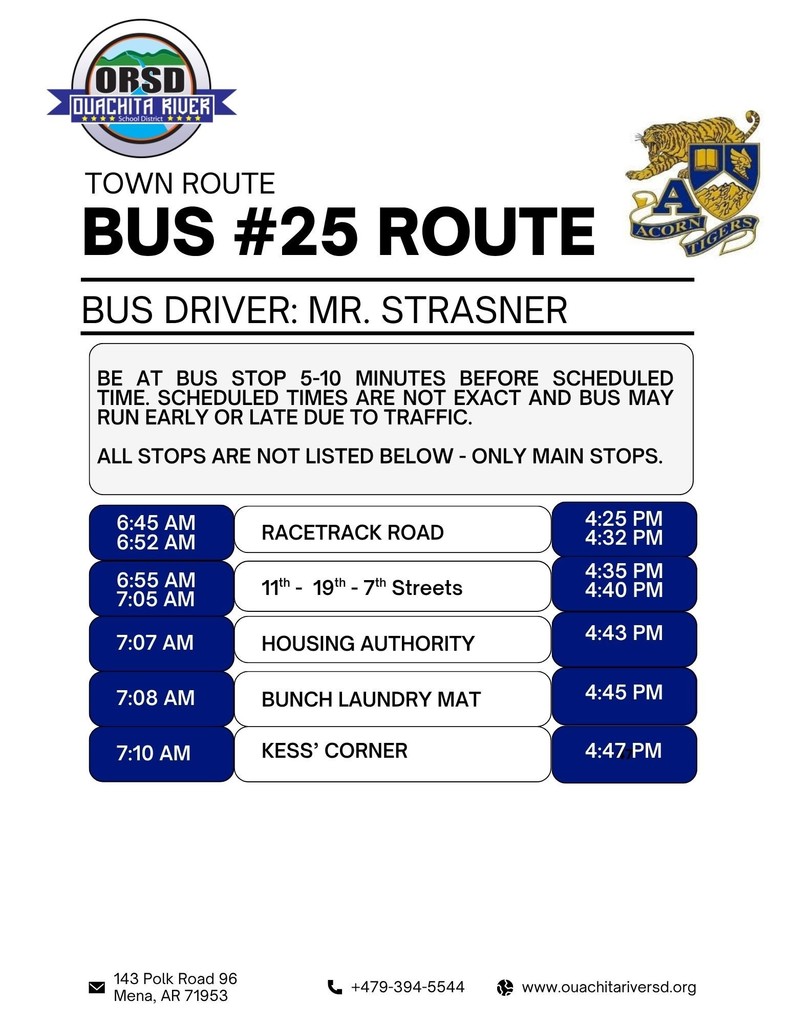 Acorn Campus Bus Route - #25 Town Route