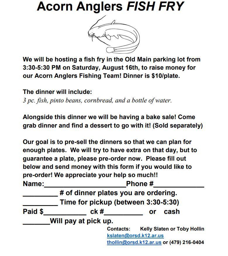 Acorn Anglers Fish Fry Fundraiser - 8-16-2025