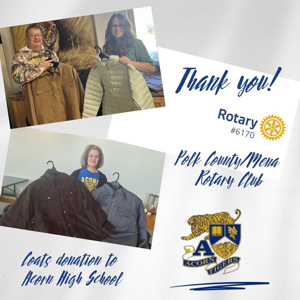 Thank you, Polk County/Mena Rotary Club for your donations to Acorn High School!
