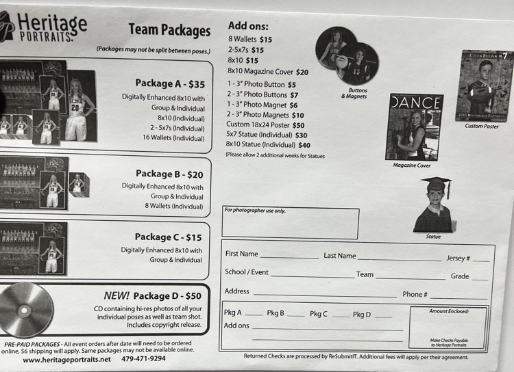 sports pictures order forms