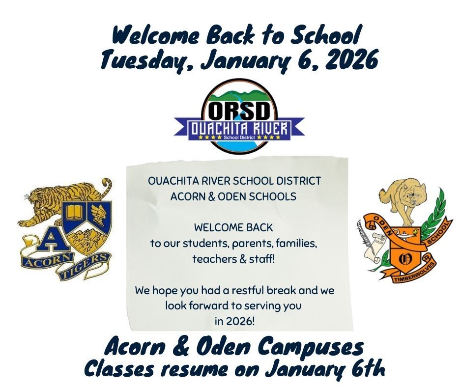 Acorn & Oden Campuses - Classes resume on January 6, 2026