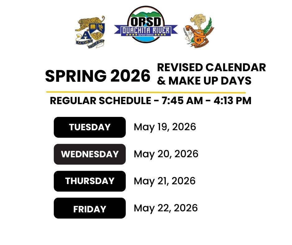 ORSD Revised Calendar & Make Up Days Schedule - Spring 2026
