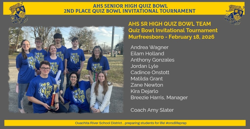 AHS SR High Quiz Bowl Team Earns 2nd Place - SR High Invitational Quiz Bowl Tournament 
