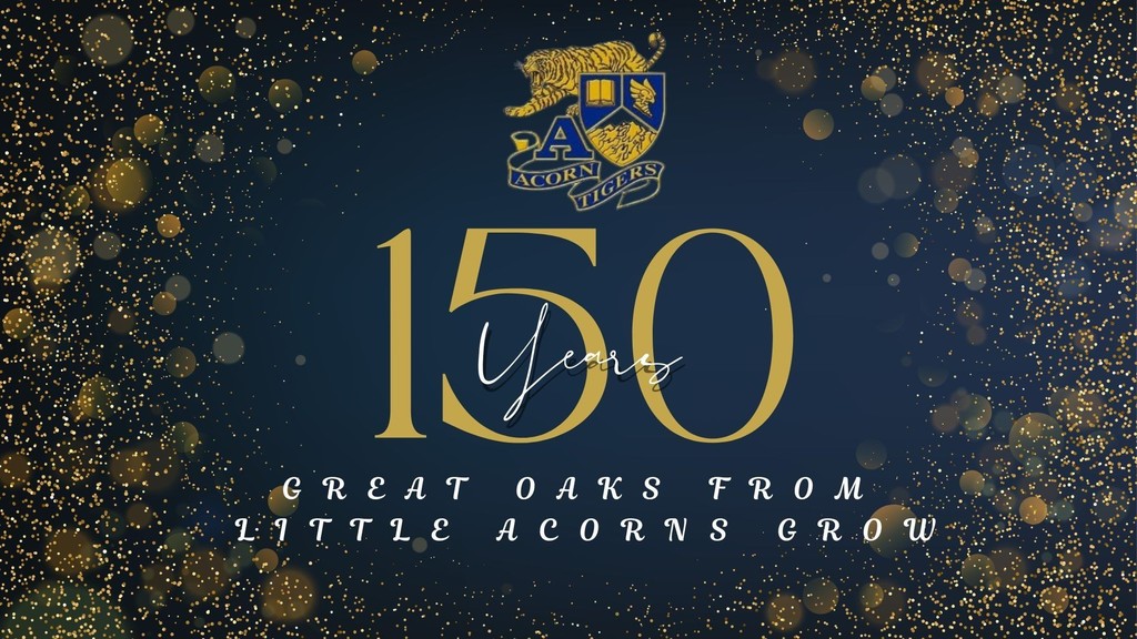 150th celebration blue and gold banner