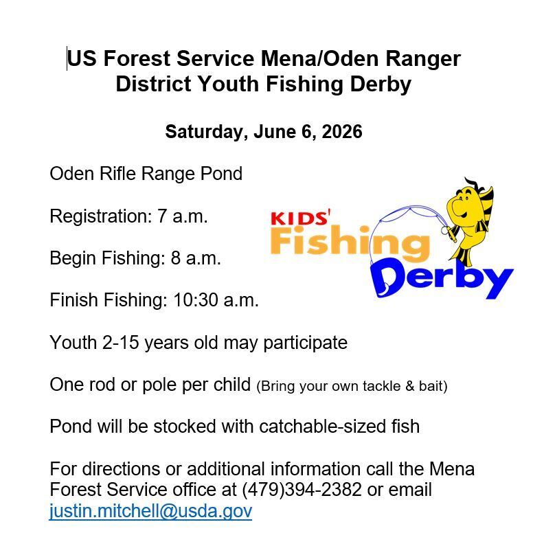 US Forest Service Mena-Oden Ranger District Youth Fishing Derby - 6-6-2026