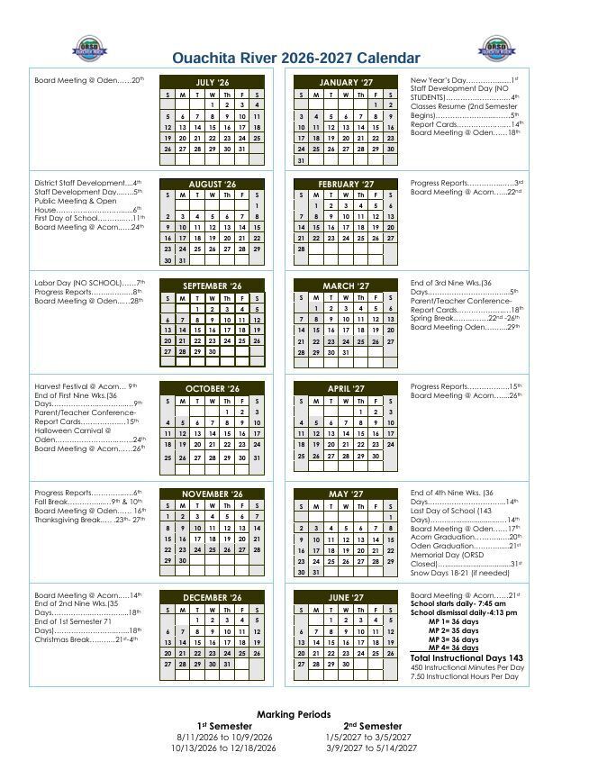 ORSD FY2027 School Calendar