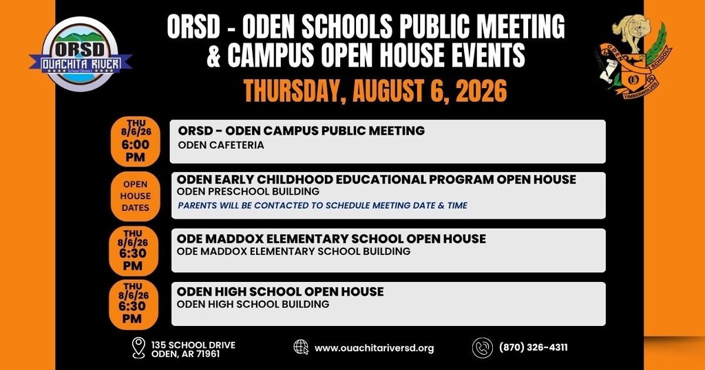 ORSD Public Meeting & Oden Campus Open House events