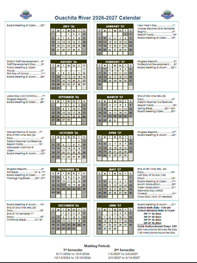 ORSD Calendar FY2027 