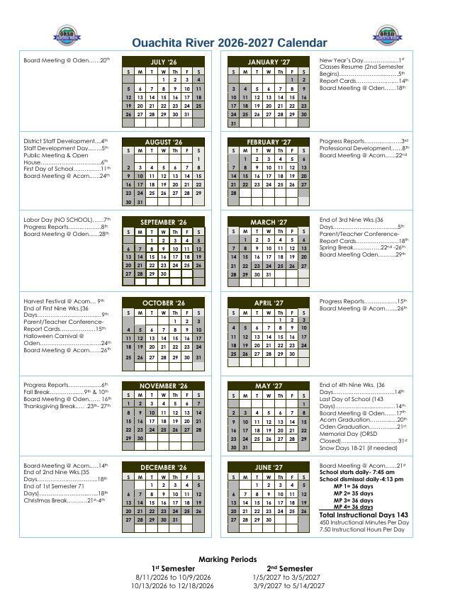 2026-2027 ORSD Calendar