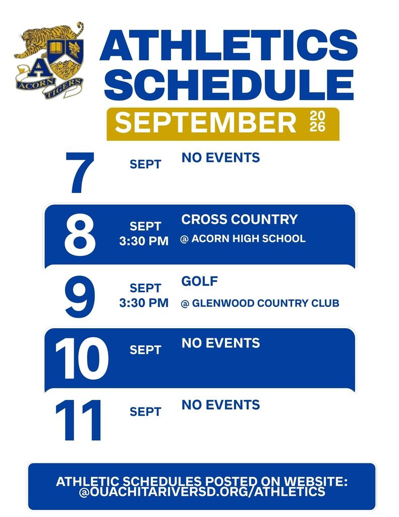 AHS Athletics Schedule - 9-7 through 9-11, 2026