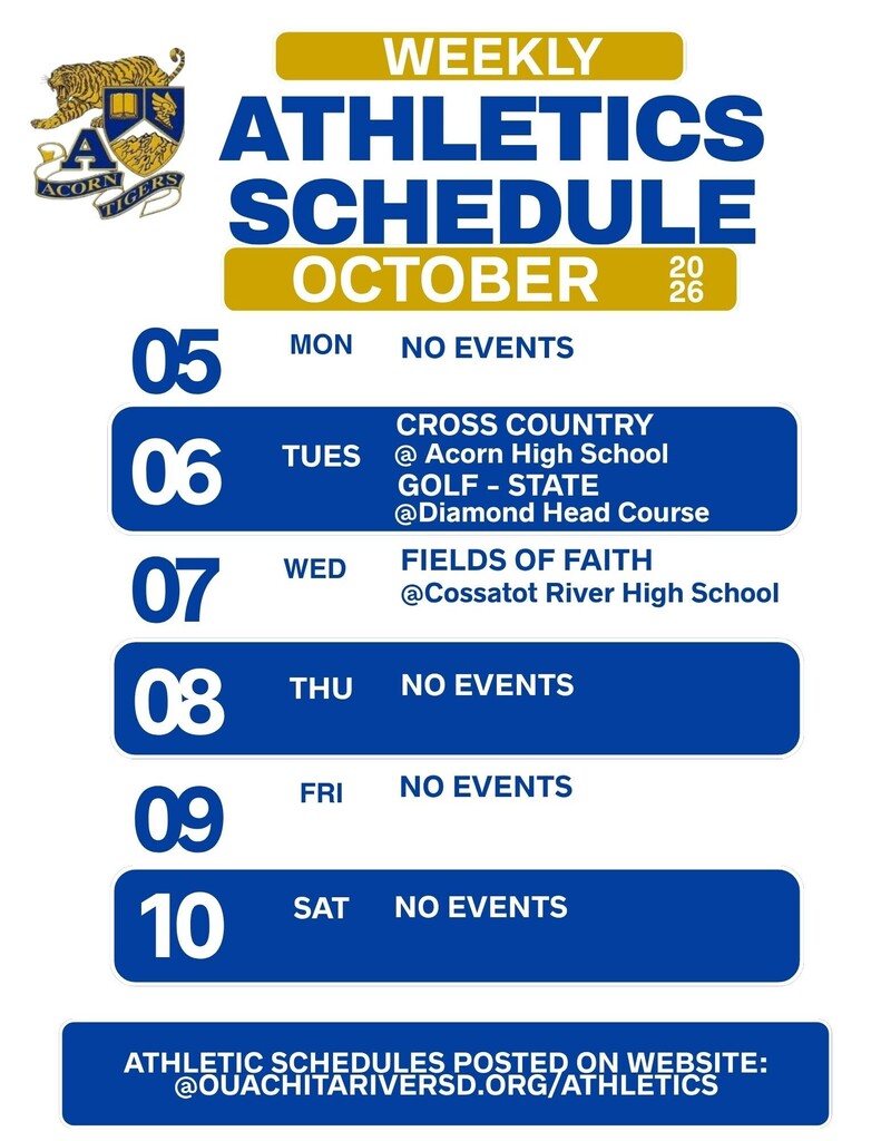 Acorn Athletics Weekly Schedule - 10-5 to 10-10-2026