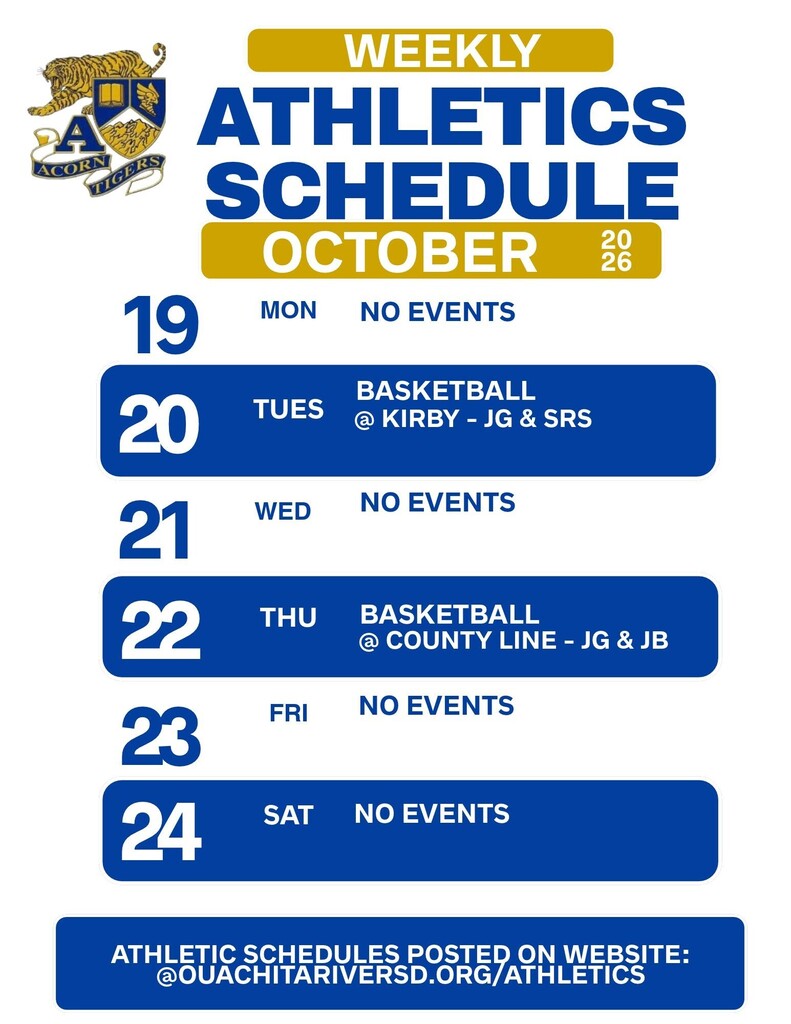 AHS Athletics Schedule - 10-19 to 10-24-2026