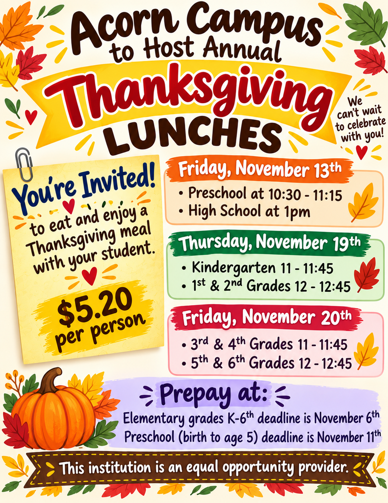 Acorn Thanksgiving Lunches 2026