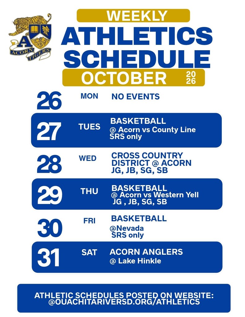 AHS Athletics Weekly Schedule - 10-26 - 10-31-2026
